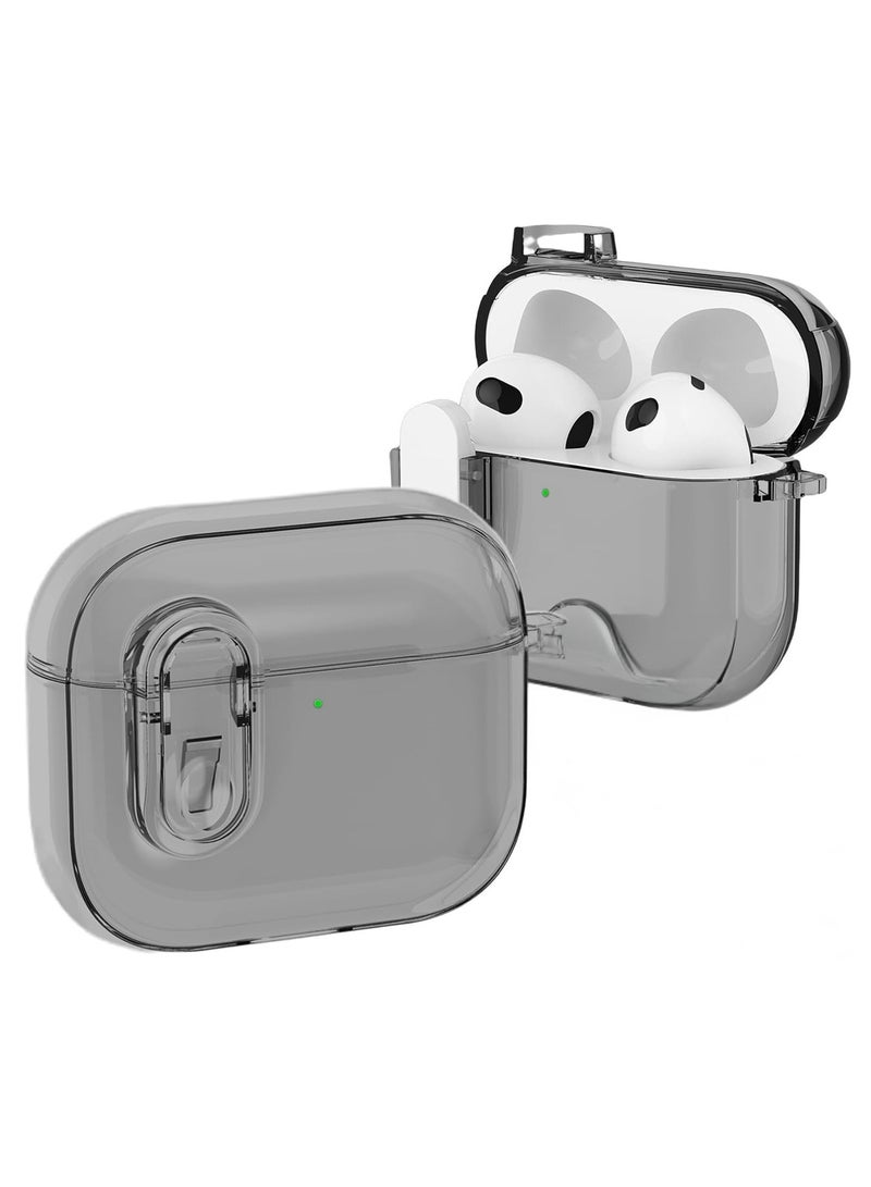 Case Compatible with AirPods 4 Case Cover, Clear Transparent TPU with Safe Lock Protective Case for Apple Airpods 4 Generation 2024 (Clear Black)