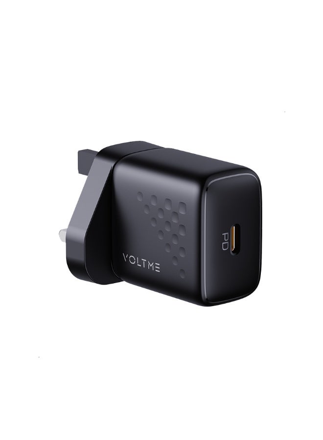 فولتمي شاحن جداري فولتمي ريفو لايت بمنفذ USB-C مع سلك USB-C إلى USB-C وبقوة 30 واط - أسود - Image 2