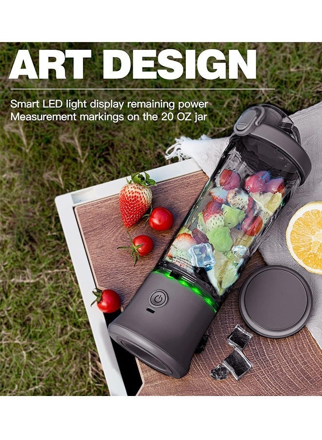 Personal Blender,Electric Juicer Blender Bottle,Sports Blender & Smoothie Maker, Shaker cups with Stainless Steel Blades for Ice & Frozen Fruits, Compact & Portable, Black - Image 5