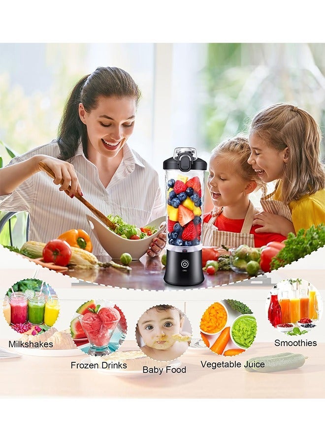 Personal Blender,Electric Juicer Blender Bottle,Sports Blender & Smoothie Maker, Shaker cups with Stainless Steel Blades for Ice & Frozen Fruits, Compact & Portable, Black - Image 4