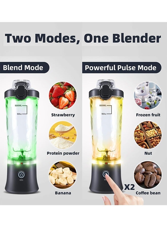 Personal Blender,Electric Juicer Blender Bottle,Sports Blender & Smoothie Maker, Shaker cups with Stainless Steel Blades for Ice & Frozen Fruits, Compact & Portable, Black - Image 2