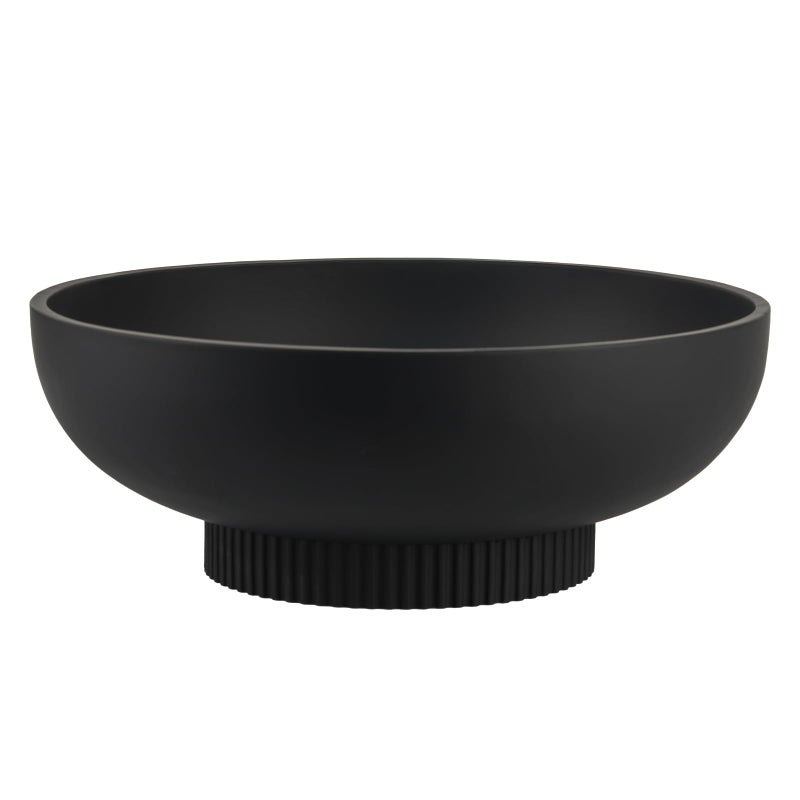Deobath Large Resin Pedestal Decorative Bowl - Modern Handicraft Bowls for Home Decor - Fruit Bowl for Kitchen Counter - Key Bowl for Entryway Table,Matte Black - Image 1