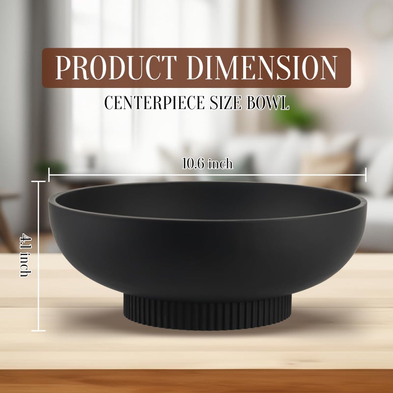 Deobath Large Resin Pedestal Decorative Bowl - Modern Handicraft Bowls for Home Decor - Fruit Bowl for Kitchen Counter - Key Bowl for Entryway Table,Matte Black - Image 4
