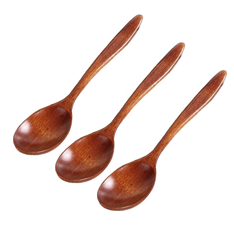 Wooden Honey Spoon 3 Pcs Natural Wooden Spoon Soup Spoons Wooden Tableware Coffee Spoon Wood Kitchen Accessories