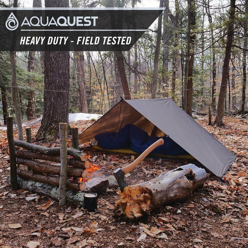 Aquaquest Defender Tarp - Heavy-Duty Waterproof (20,000 Mm) Seam-Taped Rain Fly For Camping, Bushcraft & Survival - 13  10 Olive Drab Kit - Image 5