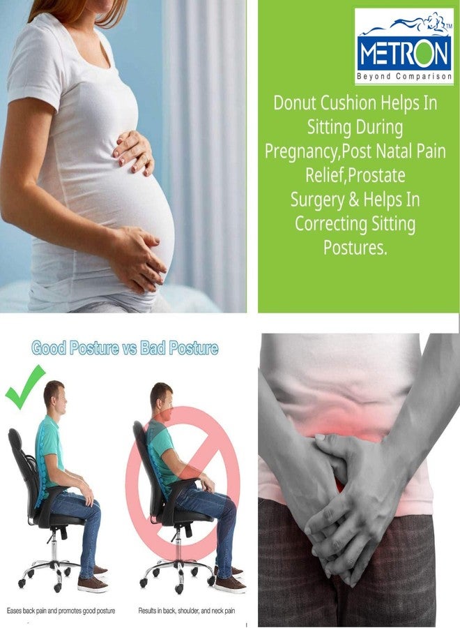METRON Donut Ring Cushion Pillow for Piles,Orthopedic Firm Support for Coccyx Hemorrhoids,Pain Relief During Pregnancy,Seat Chair Pillow for Tailbone Fistula, Washable Breathable Cover - Image 5