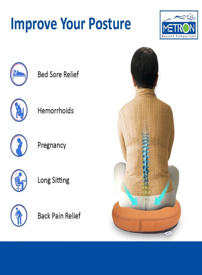 METRON Donut Ring Cushion Pillow for Piles,Orthopedic Firm Support for Coccyx Hemorrhoids,Pain Relief During Pregnancy,Seat Chair Pillow for Tailbone Fistula, Washable Breathable Cover - Image 2