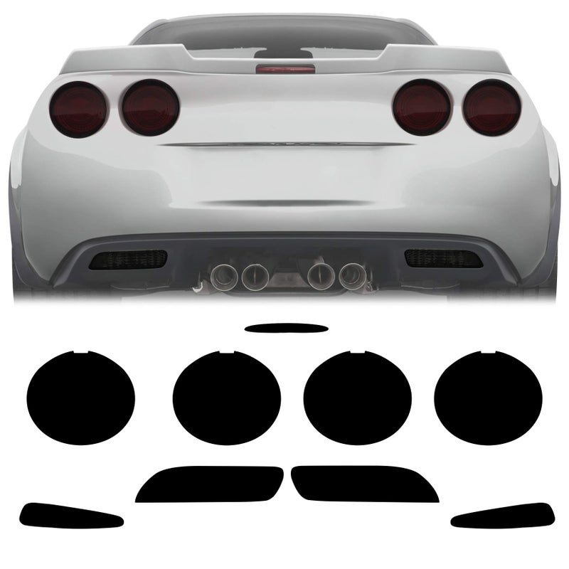 NDRUSH Smoked Taillight Rear Marker Lights Vinyl Tint Film Precut Overlay Tail Light Wrap Cover Compatible with Chevy Corvette 20052013