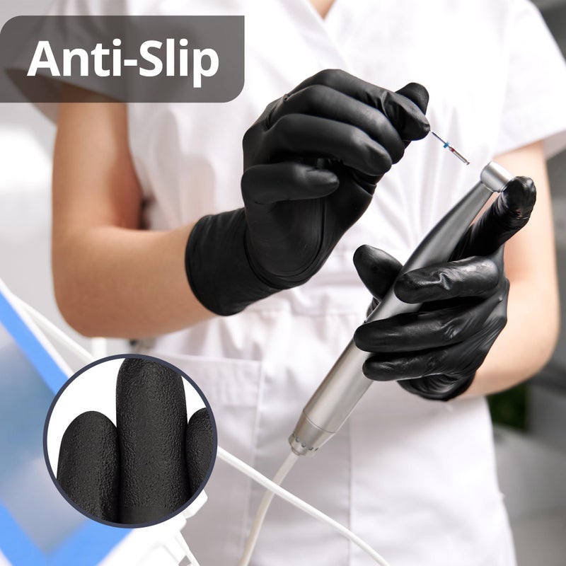 SwiftGrip Black Nitrile Exam Gloves, Disposable Latex Free for Medical, Cooking & Esthetician, Food-Safe Rubber Gloves, Powder Free, Non-Sterile, 100-ct Box (XS) - Image 5