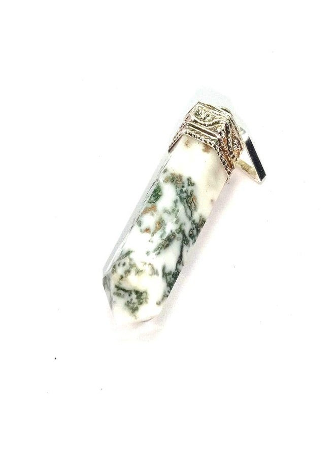CA AGATE Tree Agate Pencil Point Pendant Natural Necklace Healing Crystal - Image 2