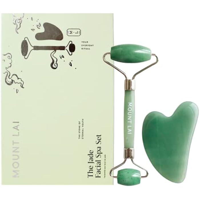 Mount Lai Jade Gua Sha Facial Tools, Jade Roller and Gua Sha Facial Tools Set, Guasha Tool for Face to Relieve Muscle Tension and Reduce Puffiness, Anti Aging Skin Care Sets for Women - Image 1