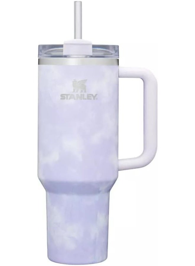 Stanley Adventure 40oz Stainless Steel Quencher Tumbler – Double Wall Vacuum Insulated Travel Cup with Handle, Built-In Straw & Leak-Resistant Lid, Reusable Drink Cup Keeps Beverages Cold or Hot, Wisteria Tie Dye - Image 1