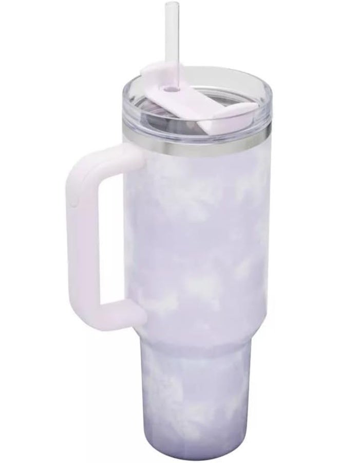 Stanley Adventure 40oz Stainless Steel Quencher Tumbler – Double Wall Vacuum Insulated Travel Cup with Handle, Built-In Straw & Leak-Resistant Lid, Reusable Drink Cup Keeps Beverages Cold or Hot, Wisteria Tie Dye - Image 3