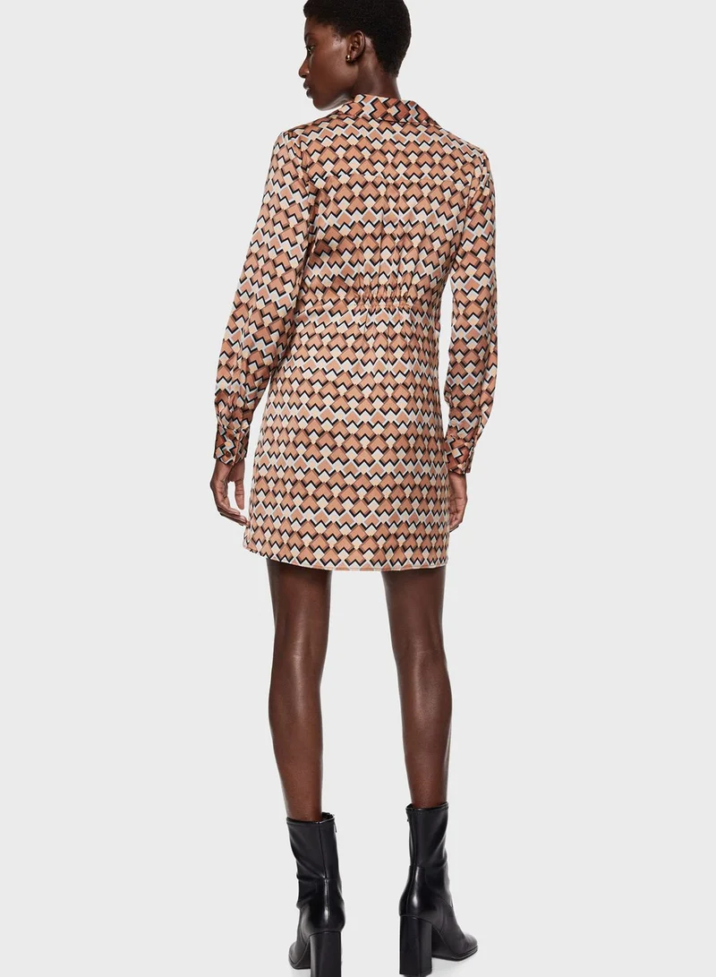 MANGO Printed Polo Neck Dress