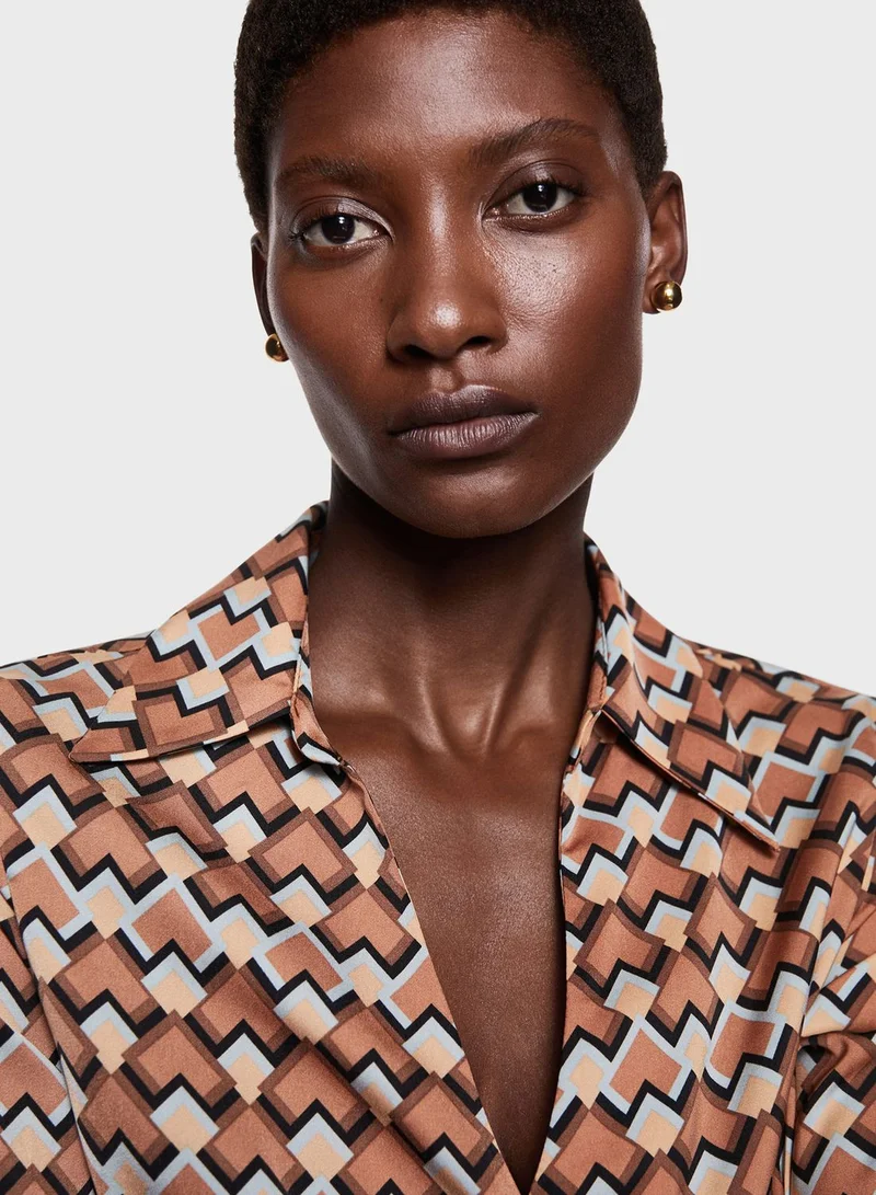MANGO Printed Polo Neck Dress