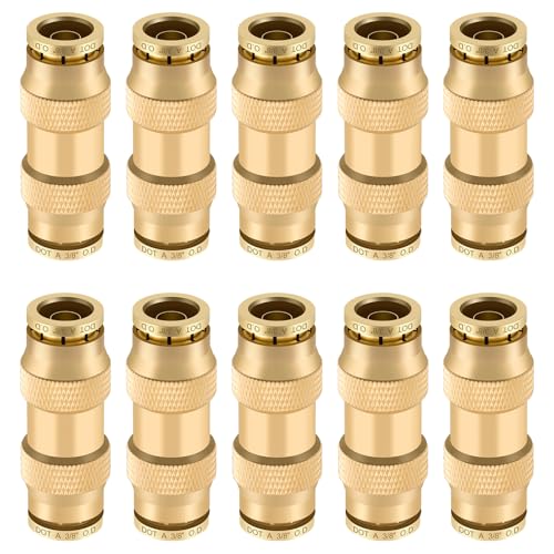 Boeray 38 Quick Push to Connect Fittings Brass Union Straight Joint DOT Approved 38 inch tube OD Air Line Adapter Air Spring Suspension Kit for Car Truck Trailers and Air Brake System 10pcs - Image 1