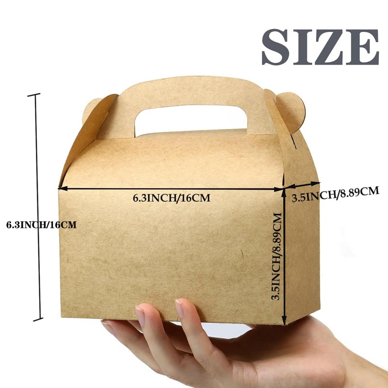Oletx 24-Pack Brown Party Favor Treat Boxes, Goodie Gable Paper Gift Boxes with Handles. Perfect for Birthday, Babyshower, and Any Fun Party - Image 4