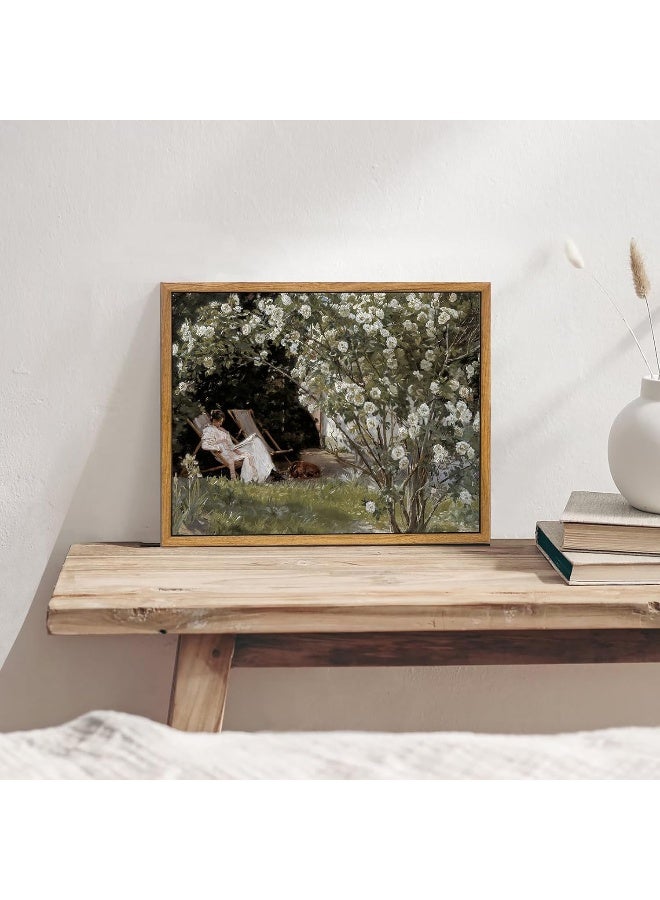 Home Trove Kbkbart Framed Vintage Canvas Wall Art, Retro French Country Garden Women Flower Classical Painting Bedroom Art Print, Rustic Vintage Wall Decor For Bathroom, Living Room, Office(9"X11") - Image 5
