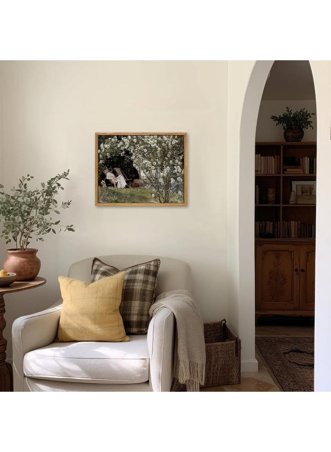 Home Trove Kbkbart Framed Vintage Canvas Wall Art, Retro French Country Garden Women Flower Classical Painting Bedroom Art Print, Rustic Vintage Wall Decor For Bathroom, Living Room, Office(9"X11") - Image 4