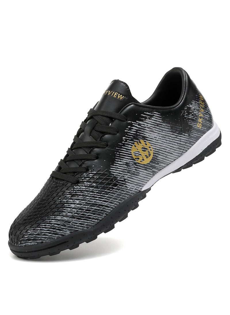 Sky View SKY VIEW Boys And Girls Soccer Cleats Turf Soccer Shoes For Kids Indoor Outdoor Children Unisex Football Boots IC or IN Flat Wide Training Sneaker Black  - Image 1