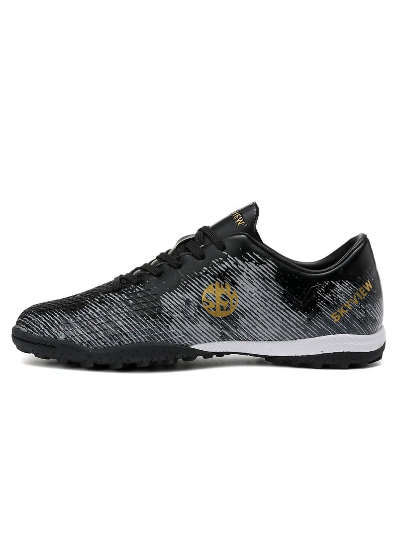 Sky View SKY VIEW Boys And Girls Soccer Cleats Turf Soccer Shoes For Kids Indoor Outdoor Children Unisex Football Boots IC or IN Flat Wide Training Sneaker Black  - Image 2