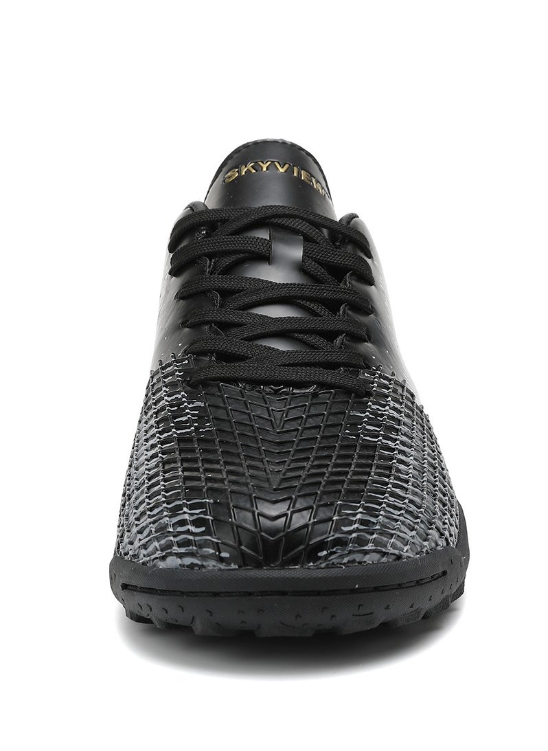 Sky View SKY VIEW Boys And Girls Soccer Cleats Turf Soccer Shoes For Kids Indoor Outdoor Children Unisex Football Boots IC or IN Flat Wide Training Sneaker Black  - Image 3