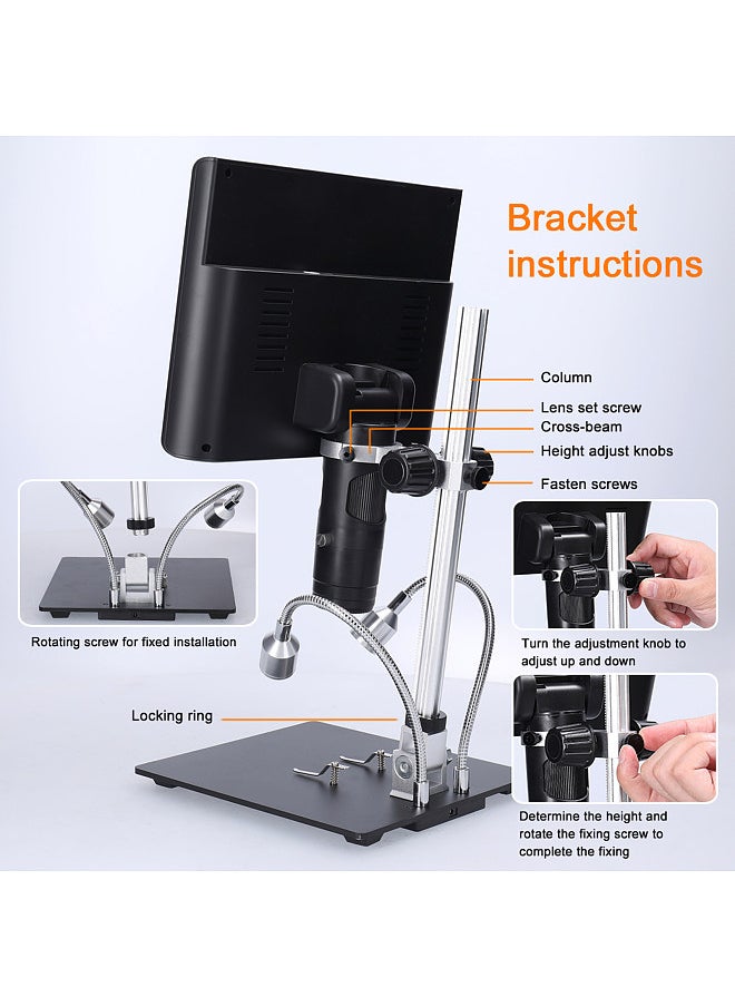 Generic - Professional Digital Microscope 1080P 10inch LCD Display 4X Display Magnification Soldering Microscope Picture Taking Video Recording Maintenance Workbench - Image 1