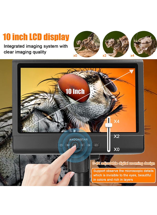 Generic Professional Digital Microscope 1080P 10inch LCD Display 4X Display Magnification Soldering Microscope Picture Taking Video Recording Maintenance Workbench  - Image 1