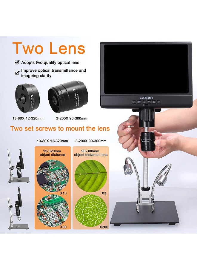 Generic Professional Digital Microscope 1080P 10inch LCD Display 4X Display Magnification Soldering Microscope Picture Taking Video Recording Maintenance Workbench  - Image 4