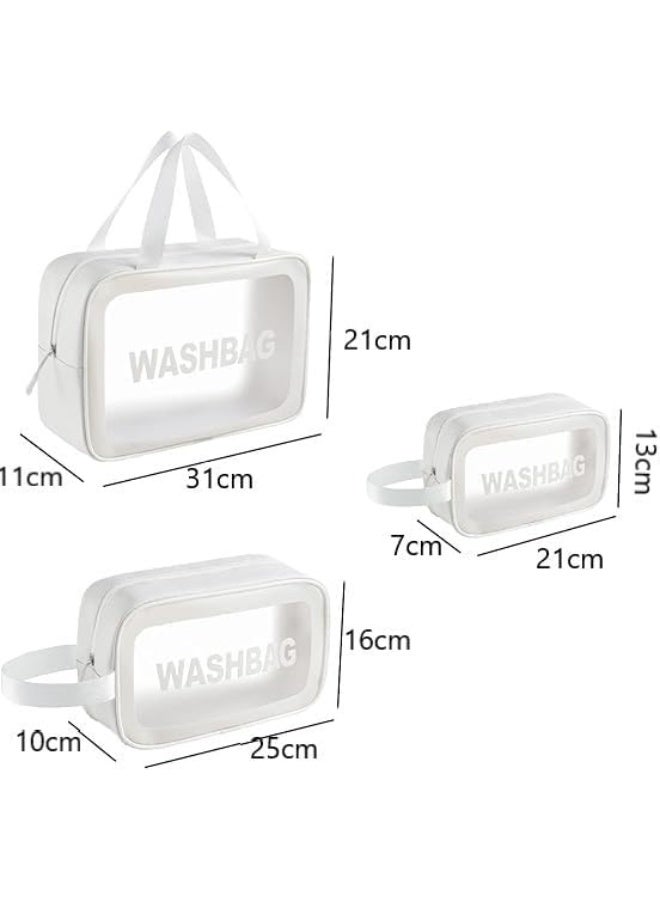 Set of Transparent Toiletry Bags - Waterproof Travel Bags with Zipper Closure from Waver, Various Sizes (3 Pieces, White) - Image 2