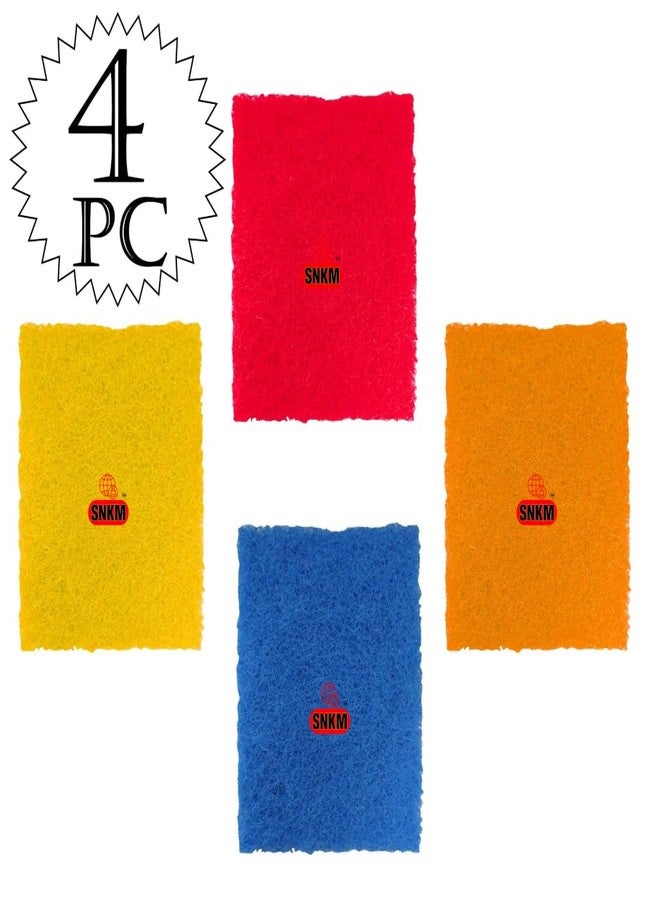 SNKM - Kitchen Colourful Scrubber Pads | Dish Wash Scrubber | Non Scratch - Durable - Long Skrab Lasting | Clean Shine Brite Utensils Tiles Cleaning (Multicolour, Set 4) - Image 5