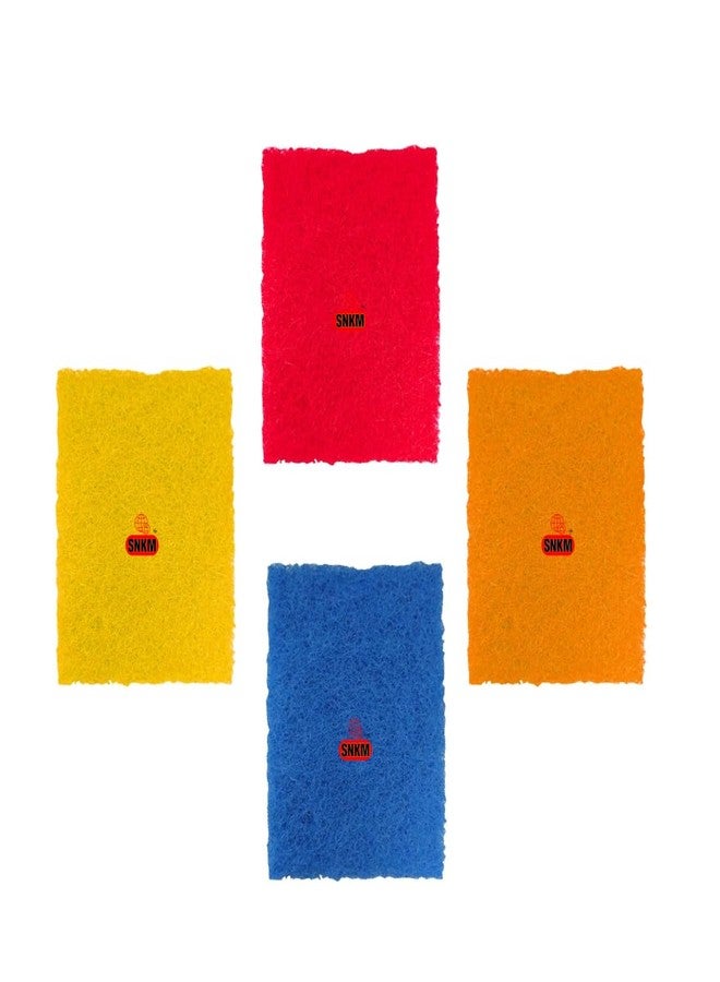 SNKM - Kitchen Colourful Scrubber Pads | Dish Wash Scrubber | Non Scratch - Durable - Long Skrab Lasting | Clean Shine Brite Utensils Tiles Cleaning (Multicolour, Set 4) - Image 1
