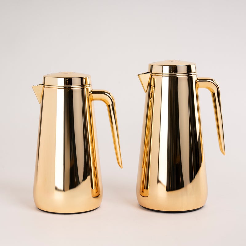 Dallaty set of 2 steel vacuum flask gold 1.0L and 1..3L - Image 1