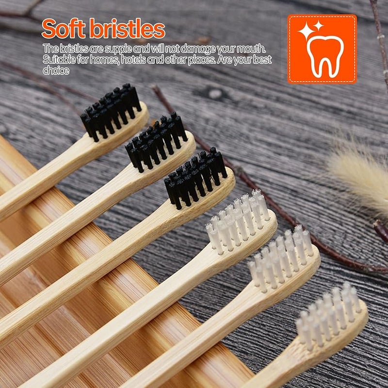 Biodegradable Travel Toothbrushes 20 Pack Black White Soft Bristles For Adults - Image 5