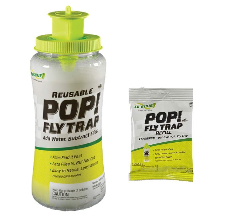 RESCUE! POP! Reusable Fly Trap with Fast-Acting Water-Soluble Attractant for Home & Agricultural Settings, Durable Recyclable Plastic (Pack of 4) - Image 2
