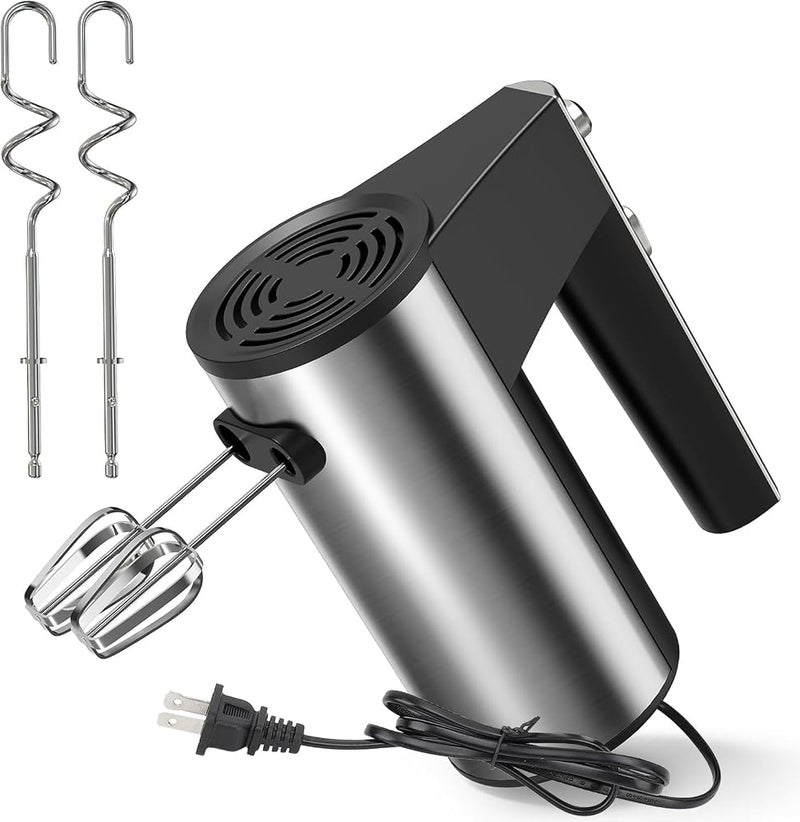 AMINAC 5-Speed Electric Hand Mixer, 200W Mixer with One-Touch Eject Button, Includes 4 Stainless Steel Attachments (2 Beaters, 2 Dough Hooks) Hooks for Easy Whipping Dough, Cream, Cake - Image 1