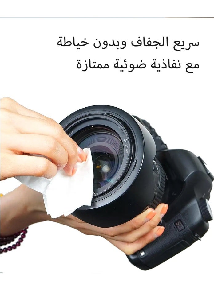 مناديل تنظيف العدسات - 100 منديل فردي مغلف، مناديل نظارات مضادة للضباب ومنظف شاشات، خالية من الخطوط، آمنة للنظارات وعدسات الكاميرا والهواتف والشاشات والنظارات الشمسية - Image 5
