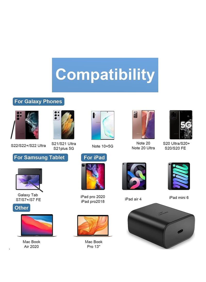 Generic شاحن سفر USB C بقوة 45W، شاحن فائق السرعة لهواتف سامسونج جالاكسي S24 ألترا/S23+/S23/S22 ألترا/S21/S20/S20 ألترا/نوت 20/Z Fold 6/Flip6/تاب S9+/تاب S8، شاحن PPS 3.0 بموصل USB C مع كابل Type C بطول 1.2 متر  - Image 2