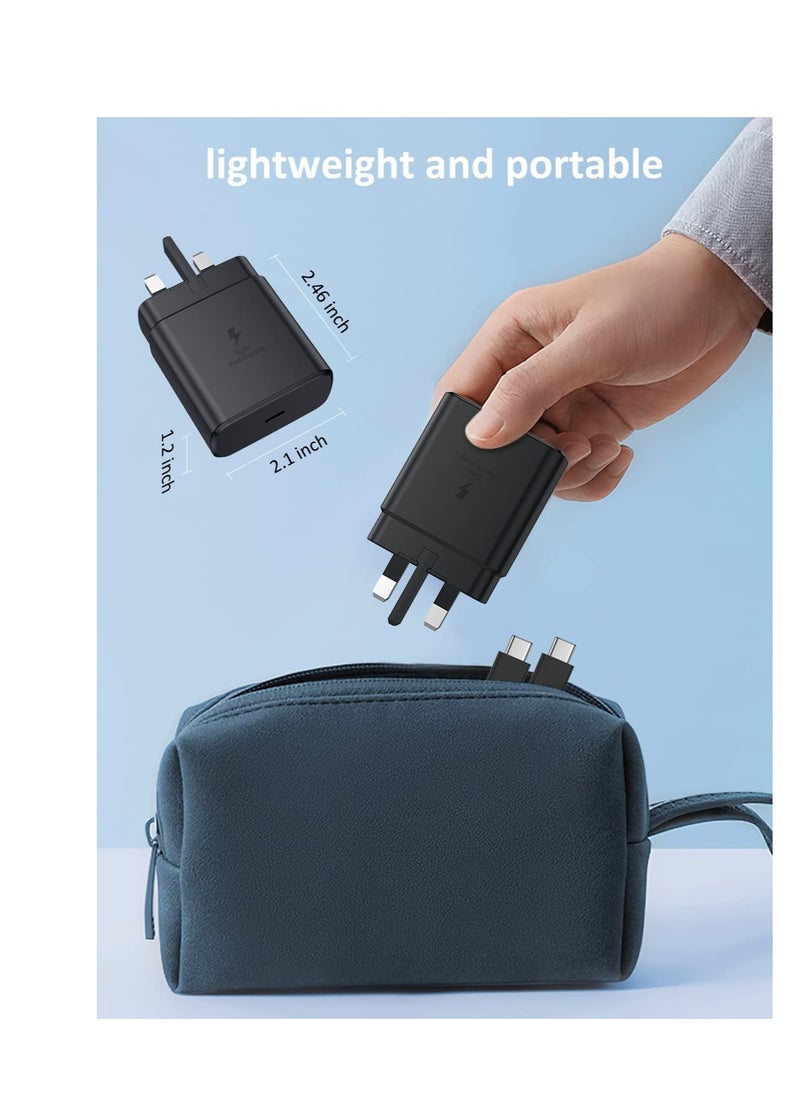Generic شاحن سفر USB C بقوة 45W، شاحن فائق السرعة لهواتف سامسونج جالاكسي S24 ألترا/S23+/S23/S22 ألترا/S21/S20/S20 ألترا/نوت 20/Z Fold 6/Flip6/تاب S9+/تاب S8، شاحن PPS 3.0 بموصل USB C مع كابل Type C بطول 1.2 متر  - Image 4