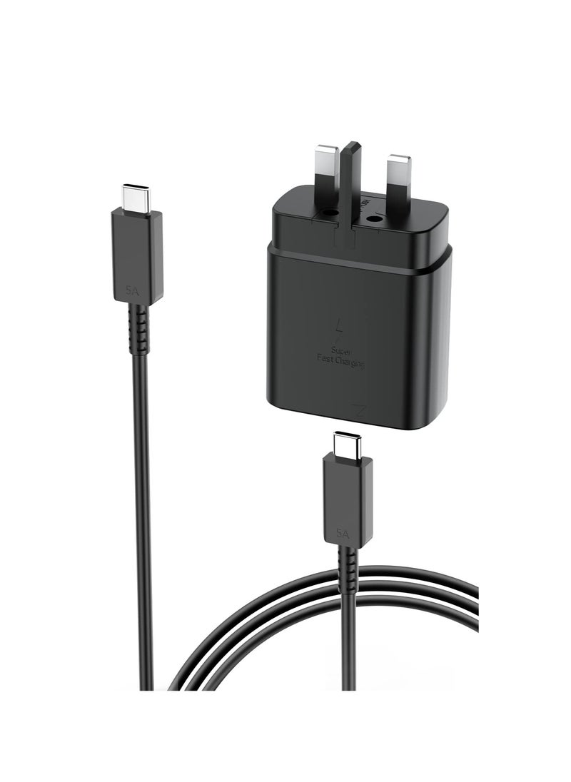 Generic شاحن سفر USB C بقوة 45W، شاحن فائق السرعة لهواتف سامسونج جالاكسي S24 ألترا/S23+/S23/S22 ألترا/S21/S20/S20 ألترا/نوت 20/Z Fold 6/Flip6/تاب S9+/تاب S8، شاحن PPS 3.0 بموصل USB C مع كابل Type C بطول 1.2 متر  - Image 1