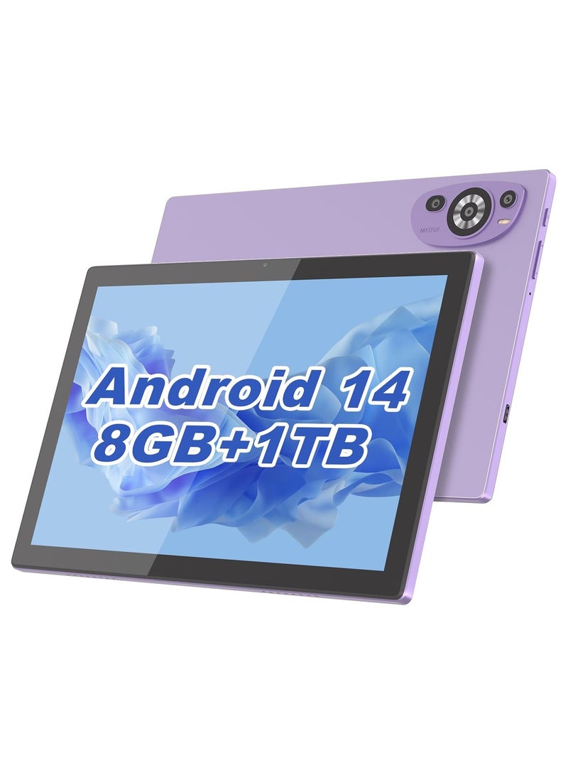 REBENUO CM8200plus Tablet, 10.1 Inch Screen, Android 14, 5G Tablet, Dual SIM, 8GB RAM, 256GB ROM, 10000mAh Battery, with Bluetooth Keyboard, Mouse and Speaker (Purple) - Image 1