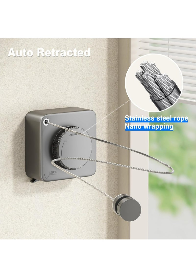 Generic - Heavy Duty Retractable Clothesline for Indoor and Outdoor Use, Wall Mounted Stainless Steel Laundry Line, 15.1 Feet Long, Non-Sagging Design in Grey - Image 1
