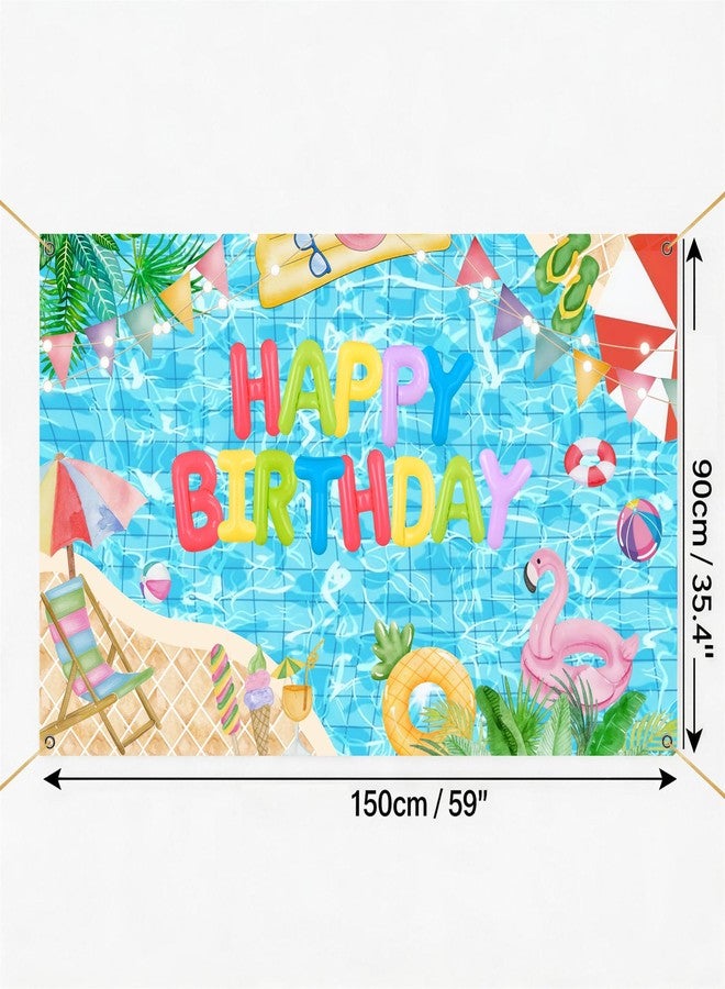 Pool Party Birthday Backdrop Banner, Swimming Pool Birthday Party Decorations,Summer Flamingo Pool Party Background Photography - Image 5
