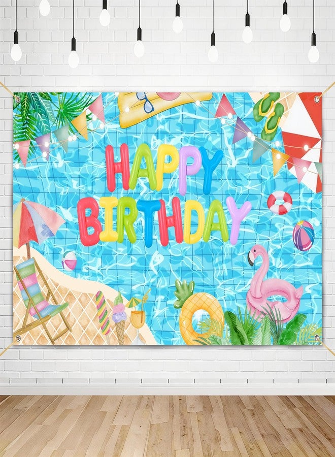 Pool Party Birthday Backdrop Banner, Swimming Pool Birthday Party Decorations,Summer Flamingo Pool Party Background Photography - Image 1