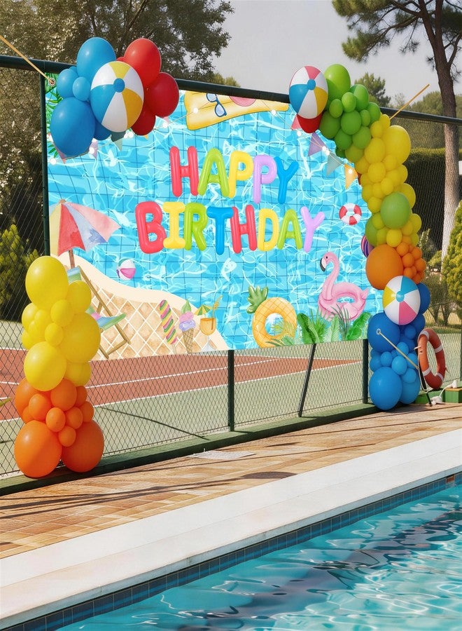 Pool Party Birthday Backdrop Banner, Swimming Pool Birthday Party Decorations,Summer Flamingo Pool Party Background Photography - Image 4
