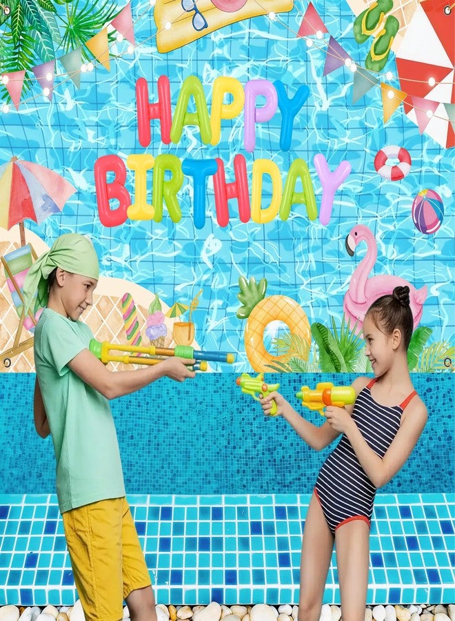 Pool Party Birthday Backdrop Banner, Swimming Pool Birthday Party Decorations,Summer Flamingo Pool Party Background Photography - Image 3