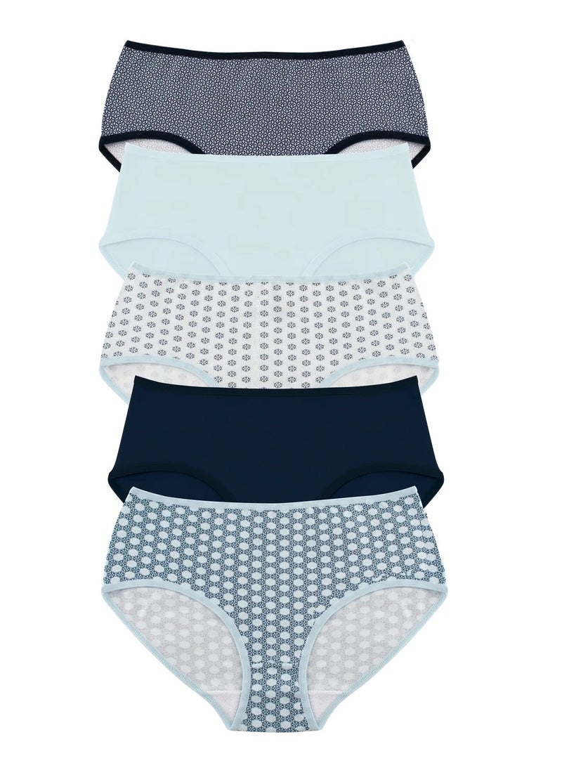 Milk - Comfy Women Midi Underwear Bundle of 5 Colored Midi (Plain & Printed) - Image 1
