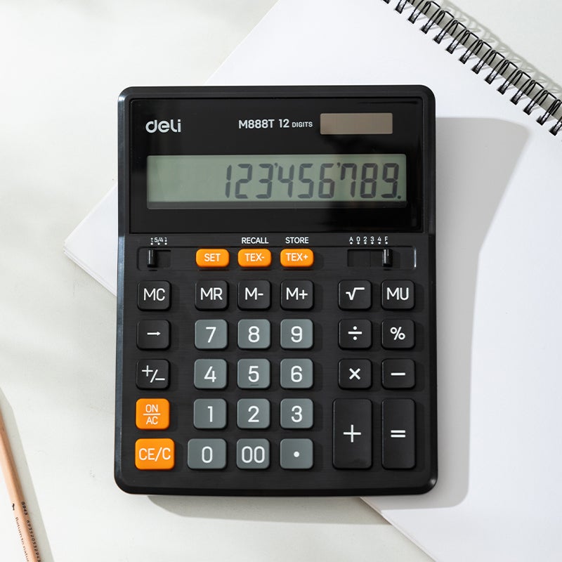 Deli M888T Desktop Calculator 12 Digit Dual Power Tax Function Large Display - Image 5