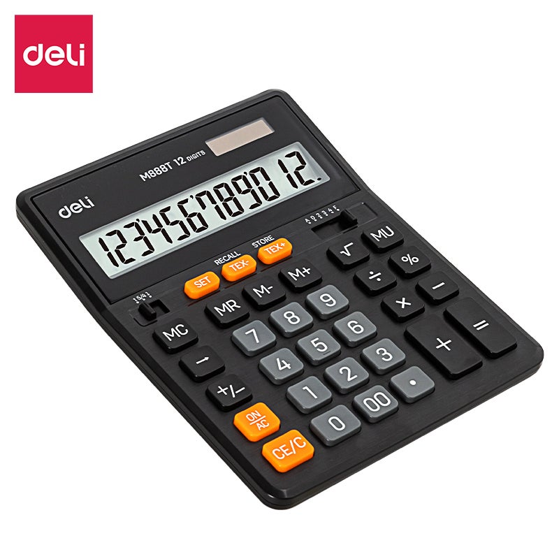 Deli M888T Desktop Calculator 12 Digit Dual Power Tax Function Large Display - Image 1
