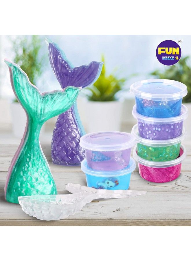 FUN KIDZ مجموعة حورية البحر الوحل للفتيات Funkidz مجموعة صنع الوحل اللامع للأطفال من سن 810 1012 لتقوم بها بنفسك هدايا حورية البحر اللامعة الرقيقة - Image 5